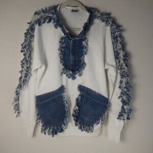 Screen Stars and Levi's Custom Fray Fringe Sweatshirt Size L EUC Western Y2K